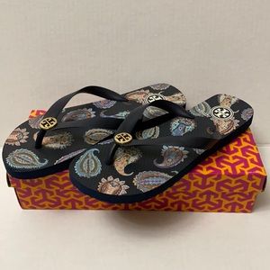 Tory Burch Navy Flip Flops Sandals Size 7 New